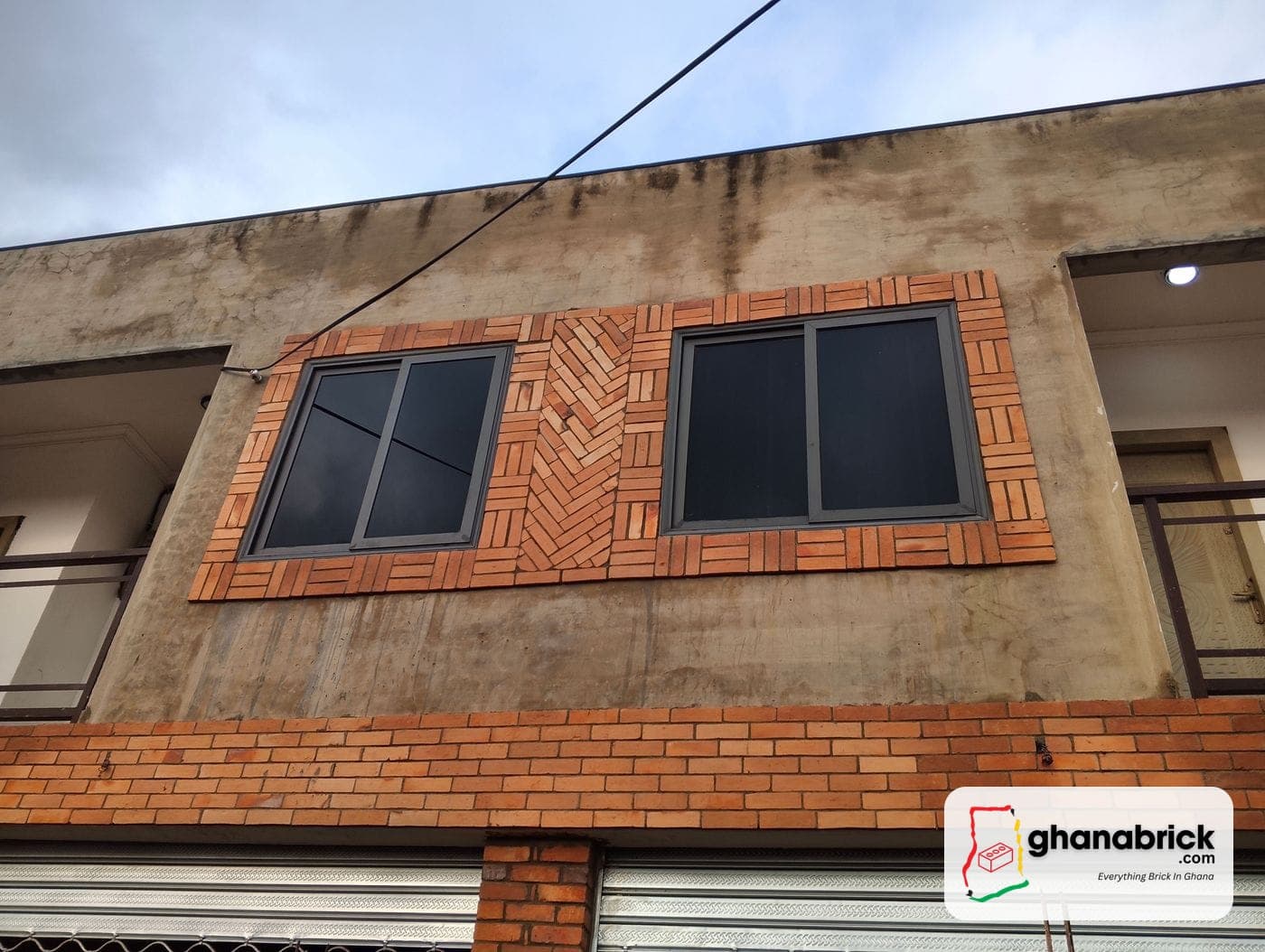 Herringbone and basket-weave panels around windows